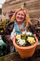 Charlie Dimmock with one of her planted Greenfingers pots