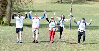Team Woodlodge are all smiles during the walk through the Chilterns